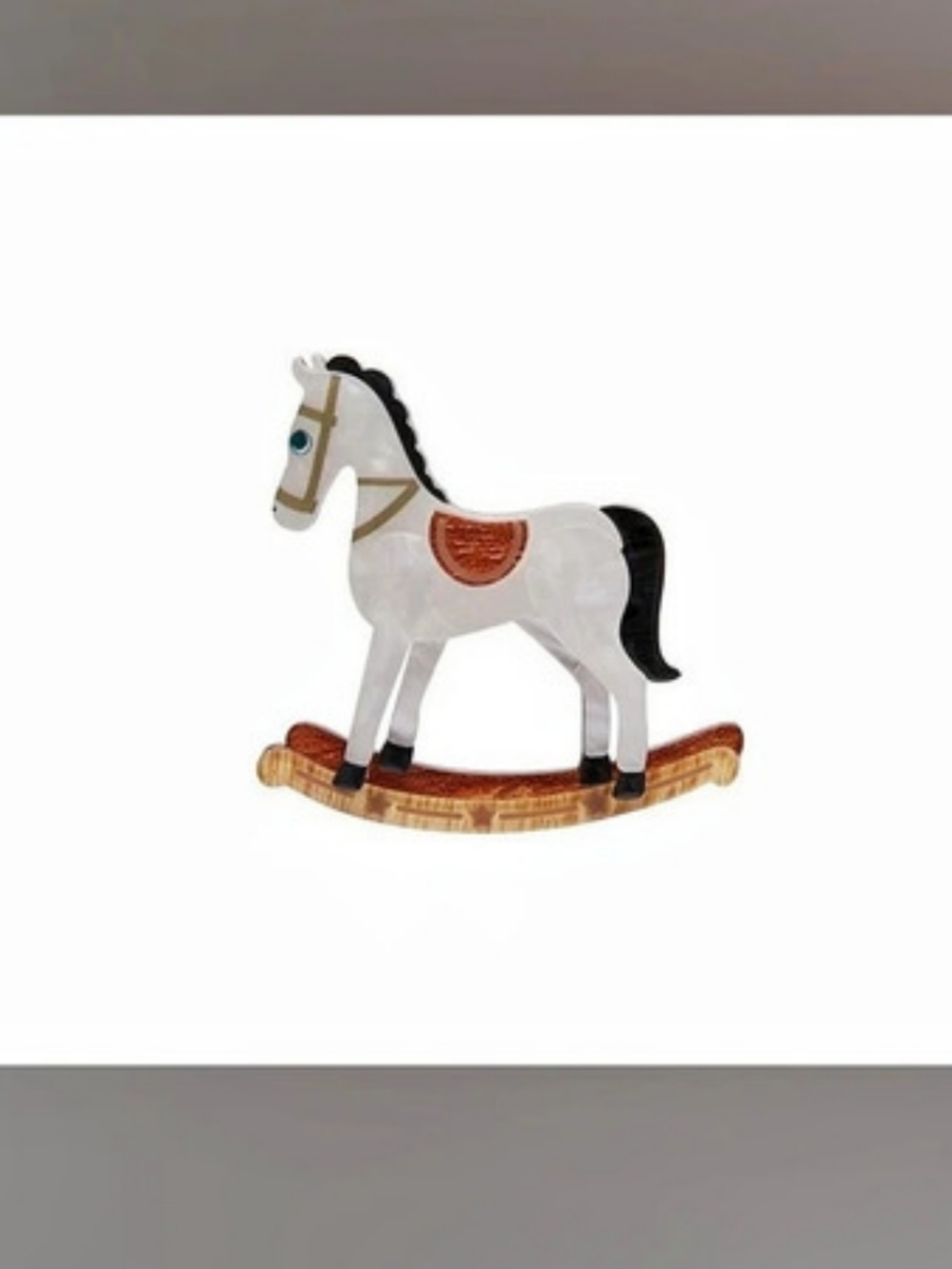 Erstwilder Rocking Reminiscence Mini Brooch White & Brown